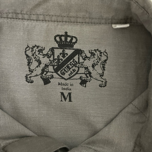 Guess Men’s Button Down Western Shirt Pearl Snap Size Medium Gray Black Trim - Picture 6 of 9